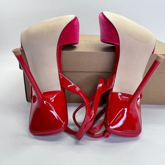 Steve Madden Lilac Pink Velvet Heels Size 7.5 Stiletto Ankle Strap High Heel - Picture 15 of 16